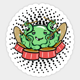 Kawaii Octopus Drummer Sticker